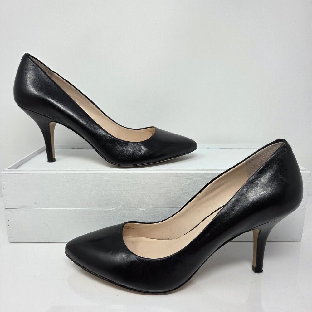 INC Womens 9 Heels Pointed Toe Black Leather Career Office Heritage Capsule